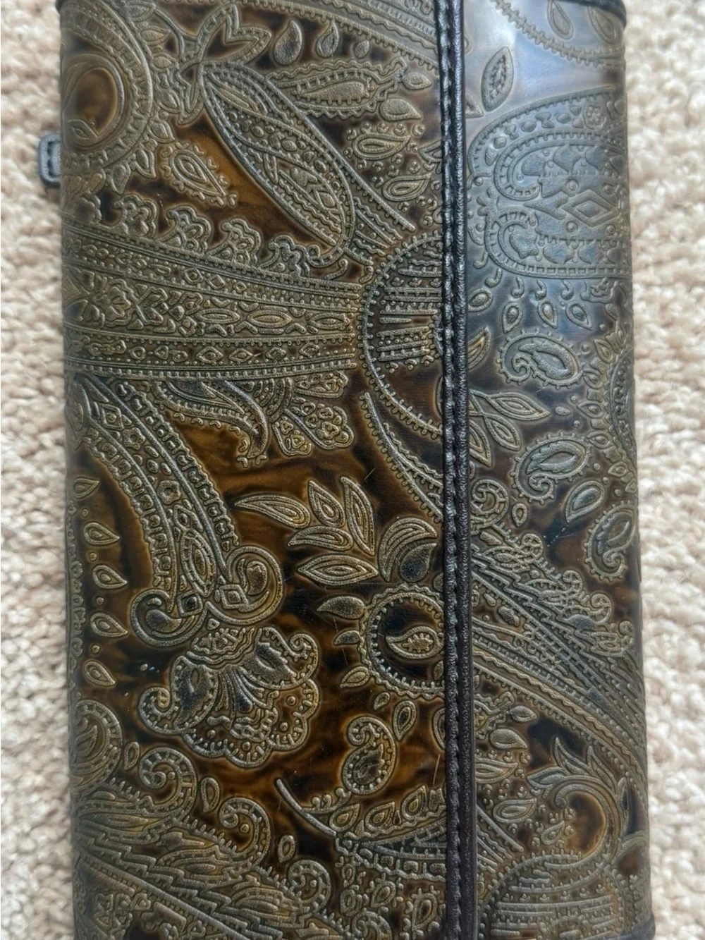 Relic Embossed Paisley Leather Wallet - Dark Brown